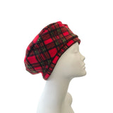 Red Tartan Retro Beret Hat for Women