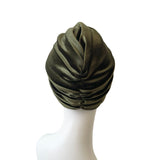 Olive Green Cosy Velvet Turban Hat