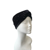 Small Black Studded Velvet Twist Headband