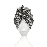 Black and White Patterned Vintage Style Head Turban 