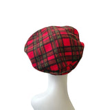 Red Tartan Retro Beret Hat for Women