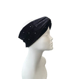 Small Black Studded Velvet Twist Headband