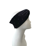 Small Black Studded Velvet Twist Headband