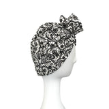 Black and White Patterned Vintage Style Head Turban 