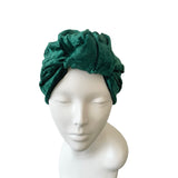 Green Crushed Velvet Hair Turban Head Wrap