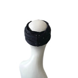 Small Black Studded Velvet Twist Headband