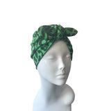 Green and Black Animal Print Bow Turban Hat