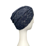 Stylish Navy Blue Lace Turban Hat