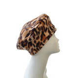 Leopard Print Soft Cozy Fleece Beret Hat