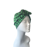 Green and Black Animal Print Bow Turban Hat