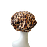 Leopard Print Soft Cozy Fleece Beret Hat