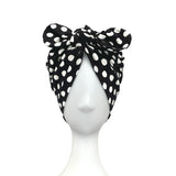 Vintage Style Black Polka Dot Print Turban 