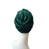 Green Crushed Velvet Hair Turban Head Wrap