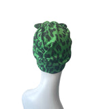 Green and Black Animal Print Bow Turban Hat