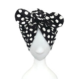 Vintage Style Black Polka Dot Print Turban 