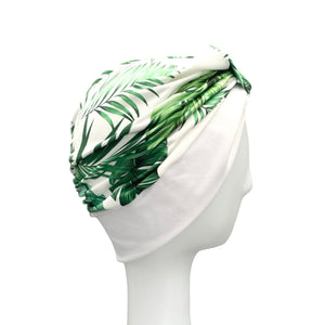 Summer Leaf Print Turban Head Wrap