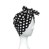 Vintage Style Black Polka Dot Print Turban 