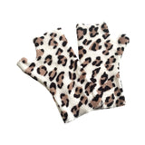 White and brown leopard print fingerless gloves