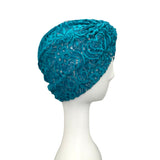 Teal Blue Lace Turban Hat Head Wrap Head Covering