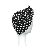 Vintage Style Black Polka Dot Print Turban 