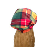 Soft Green and Yellow Tartan Retro Beret Hat