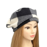 Checkered Warm Winter Fleece Beret Hat