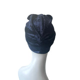 Dark Blue Soft Stretchy Velvet Bow Turban 