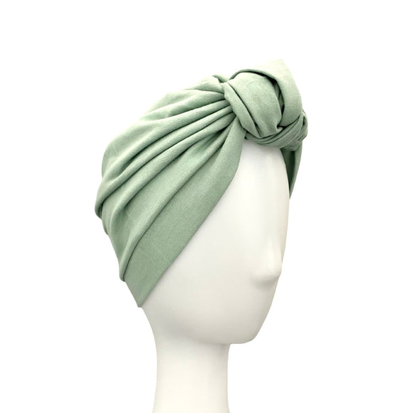 Pastel Mint Green Knotted Turban Hat