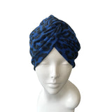 Thick Blue Cheetah Print Turban Twist