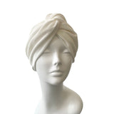 Ivory White Velour Turban Twist Winter Wedding Hat