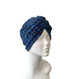 Thick Blue Cheetah Print Turban Twist