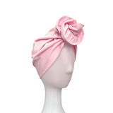 Light Pink Rosette Turban Head Wrap for Women 