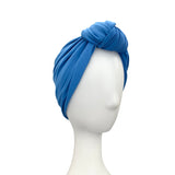 Blue Prettied Adult Hair Turban Head Wrap