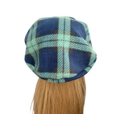 Navy and Green Tartan Retro Beret Hat