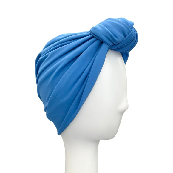 Blue Prettied Adult Hair Turban Head Wrap