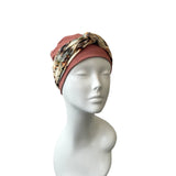 Pastel Rust Soft Seamless Bamboo Turban Beanie Hat with Detachable Headband