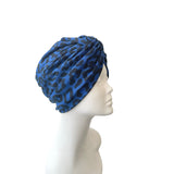 Thick Blue Cheetah Print Turban Twist