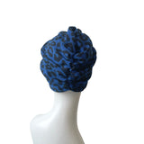 Thick Blue Cheetah Print Turban Twist