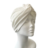 Ivory White Velour Turban Twist Winter Wedding Hat