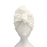 White Lace Rose Turban Hat for Women 