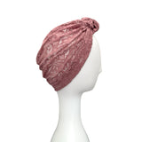 Dusky Pink Thin Knotted Lace Turban