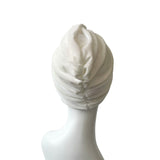 Ivory White Velour Turban Twist Winter Wedding Hat