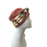 Pastel Rust Soft Seamless Bamboo Turban Beanie Hat with Detachable Headband