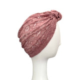 Dusky Pink Thin Knotted Lace Turban