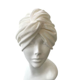 Ivory White Velour Turban Twist Winter Wedding Hat