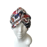 White Thick Metallic Flower Turban 