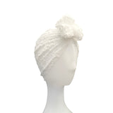 White Lace Rose Turban Hat for Women 