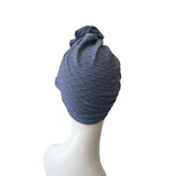 Denim Blue Elastic Pre Tied Rosette Turban