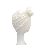 White Lace Rose Turban Hat for Women 