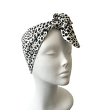 Wide White Spotted Jersey Head Wrap